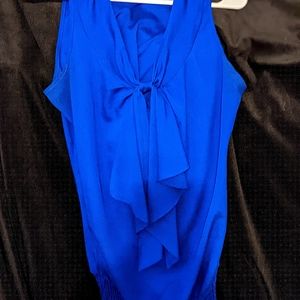 Bright blue front tie blouse size S